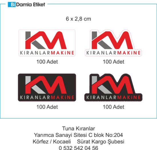 Sobe Reklam Normal Kesimli Damla Etiketler