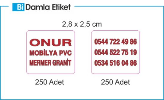 Sobe Reklam Normal Kesimli Damla Etiketler