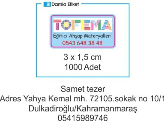 Sobe Reklam Normal Kesimli Damla Etiketler