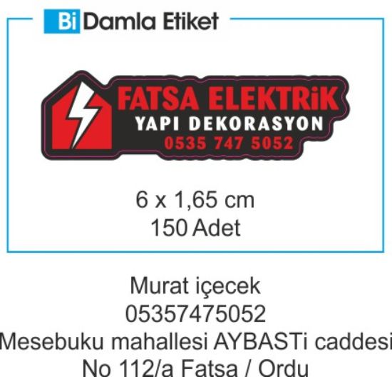 Sobe Reklam Normal Kesimli Damla Etiketler