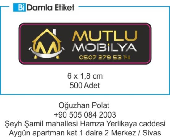 Sobe Reklam Normal Kesimli Damla Etiketler