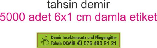 Sobe Reklam Normal Kesimli Damla Etiketler