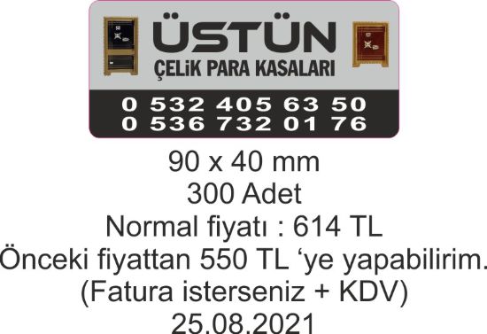 Sobe Reklam Normal Kesimli Damla Etiketler