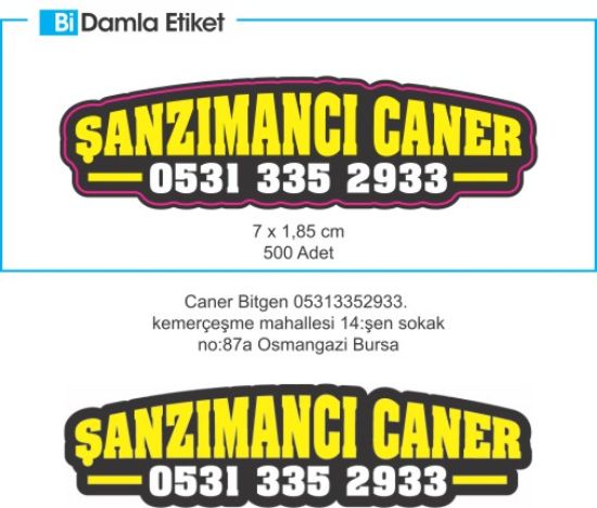 Sobe Reklam Normal Kesimli Damla Etiketler