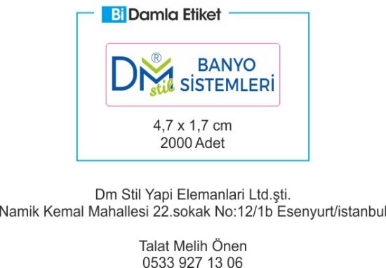 Sobe Reklam Normal Kesimli Damla Etiketler