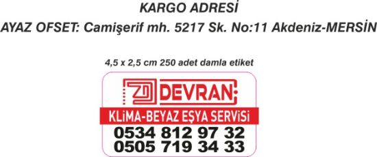 Sobe Reklam Normal Kesimli Damla Etiketler