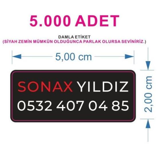 Sobe Reklam Normal Kesimli Damla Etiketler