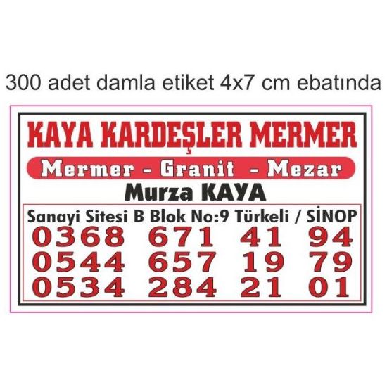 Sobe Reklam Normal Kesimli Damla Etiketler
