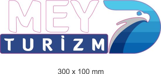 MEY TURİZM 300 x 100 mm ebatında PVC Hologram Harf Döküm Damla Etiketler resmi