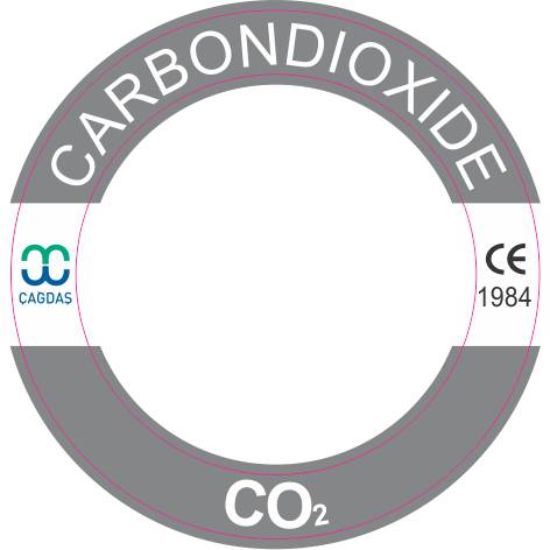 CO2 Dış : 38,4  İç : 29,1 mm ebatında PVC Opak Halka Damla Etiketler resmi