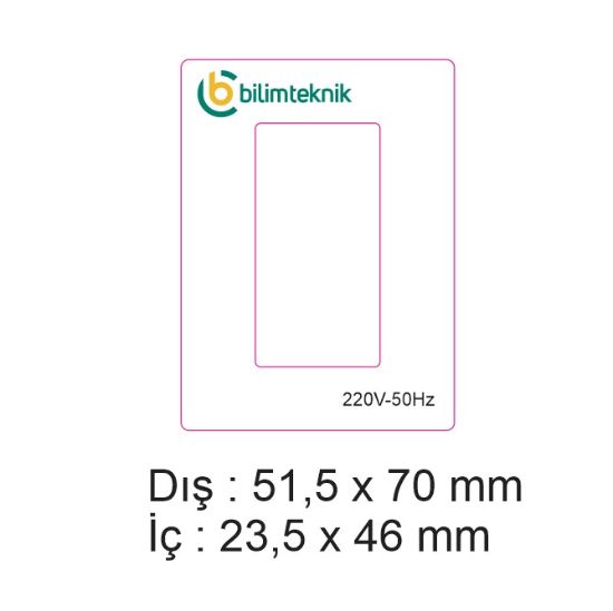 Dış 51,5 x 70, İç 23,5 x 46 mm En (mm): 52 Boy (mm): 70 Folyo Türü: PVC Opak Folyo Baskı Türü: EcoSolvent CMYK BASKI resmi