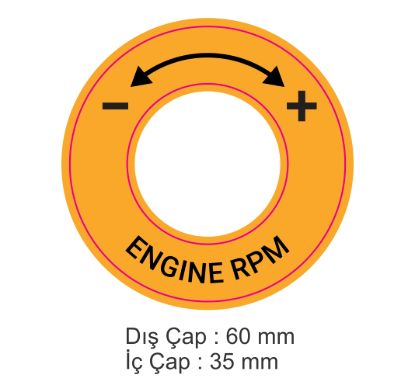 Dış Çap : 104,3 mm, İç Çap 65 mm Halka - + En (mm): 104 Boy (mm): 104 Folyo Türü: PVC Opak Folyo Baskı Türü: EcoSolvent CMYK BASKI resmi